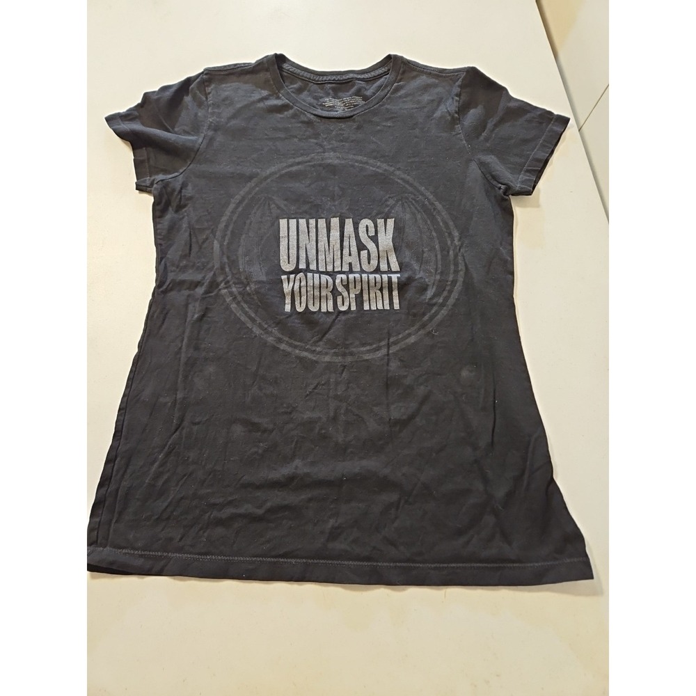 Bacardi Rum T-Shirt Womens Large Black Bat Logo Unmask Your Spirit Liquor (1173